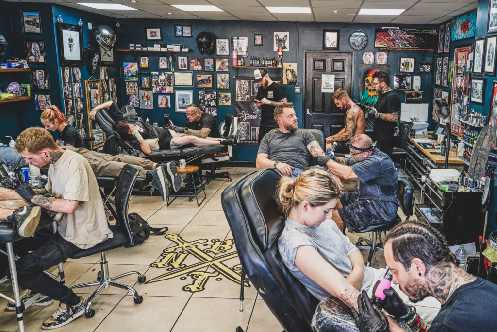 A busy Black Dagger Norwich Tattoo studio in Norwich - Commercial Photography Norwich