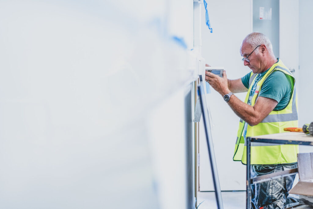 Blanc Creative Construction Industry Photography Norwich. A construction worker on a UK Building Site