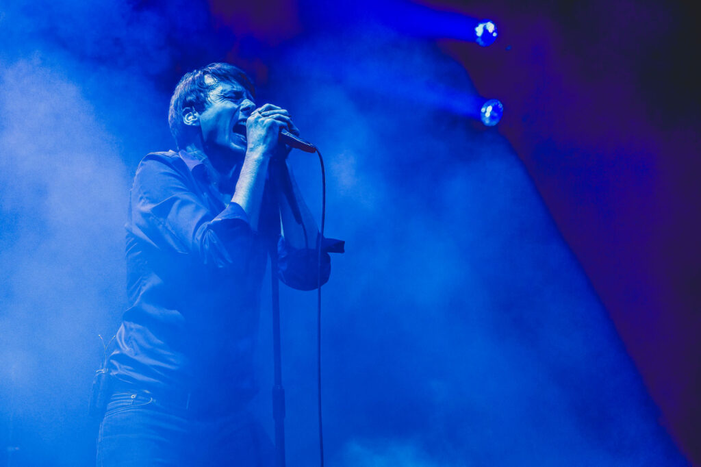 Brett Anderson of Suede, performing at the roundhouse in London. Music Photographer, Lee Blanchflower from Blanc Creative