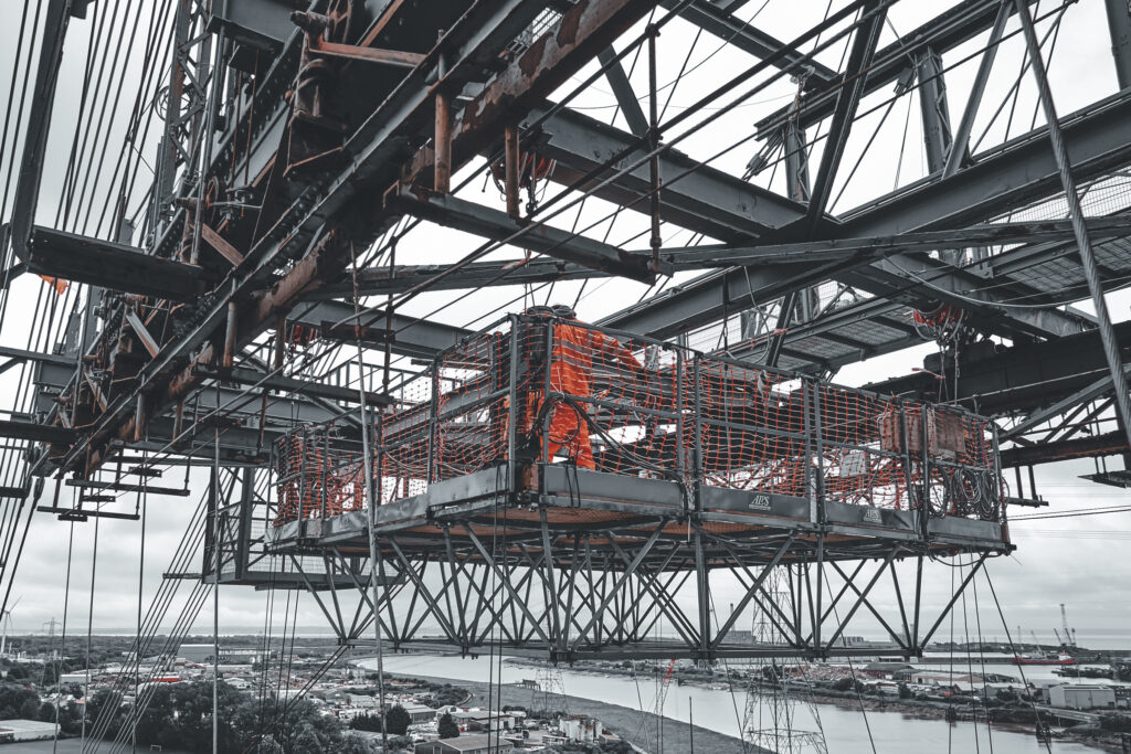 Renovation work in 2023 of the Newport Transporter Bridge. Norwich Industrial Photography by Blanc Creative