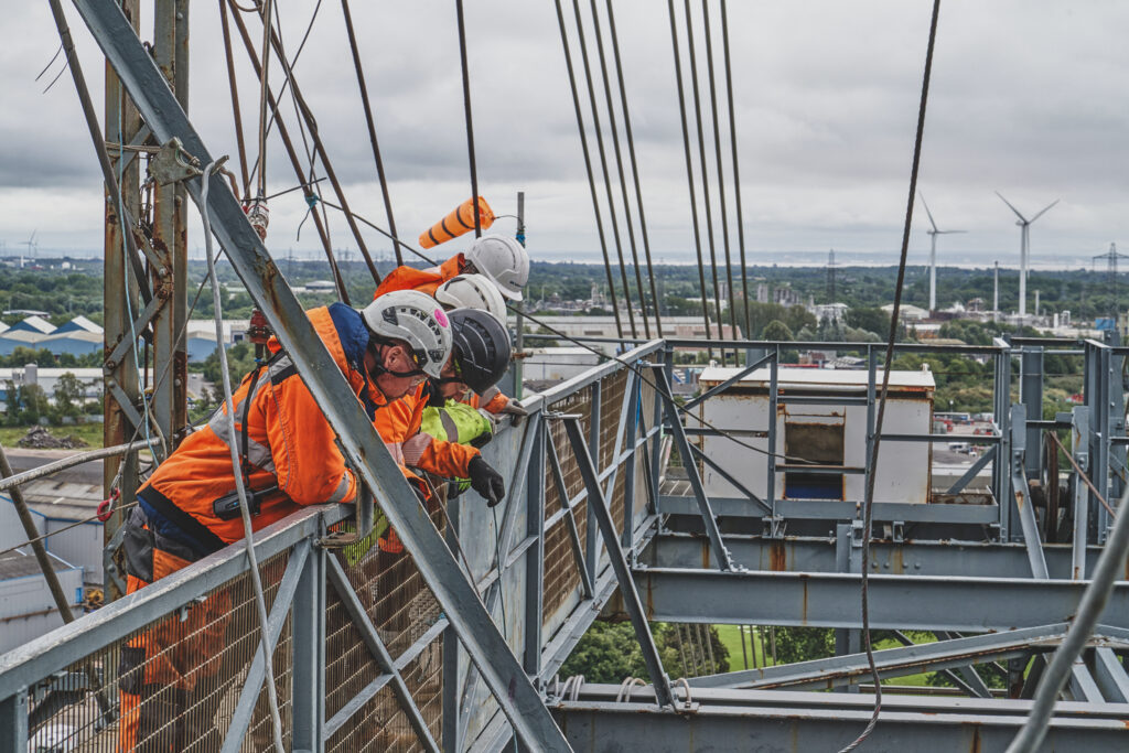 Renovation work in 2023 of the Newport Transporter Bridge. Norwich Industrial Photography by Blanc Creative