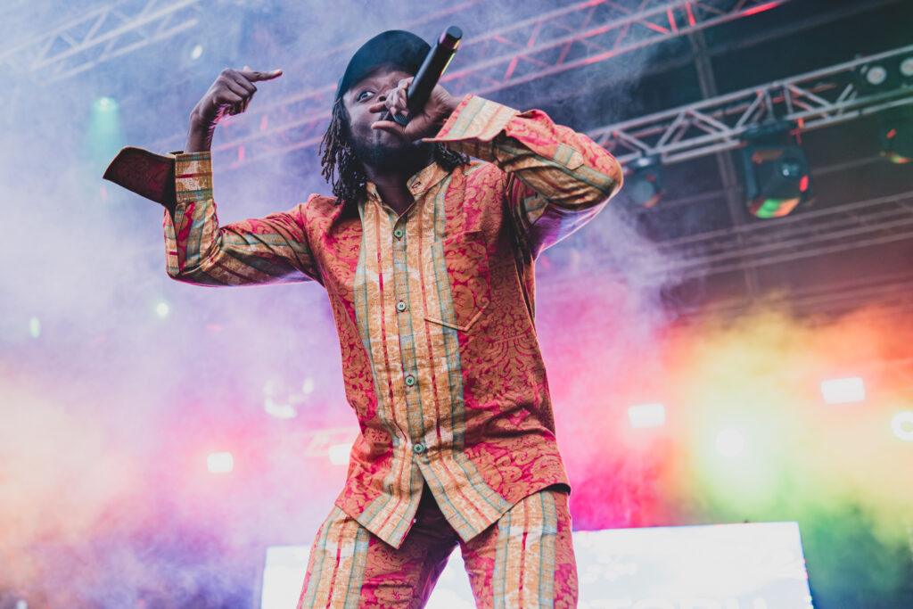 Fuse ODG on stage. Professional Music Photographer Lee Blanchflower from Blanc Creative, shooting official Kisstory 2024 Photography and Promotional Video at Earlham Park in Norwich.