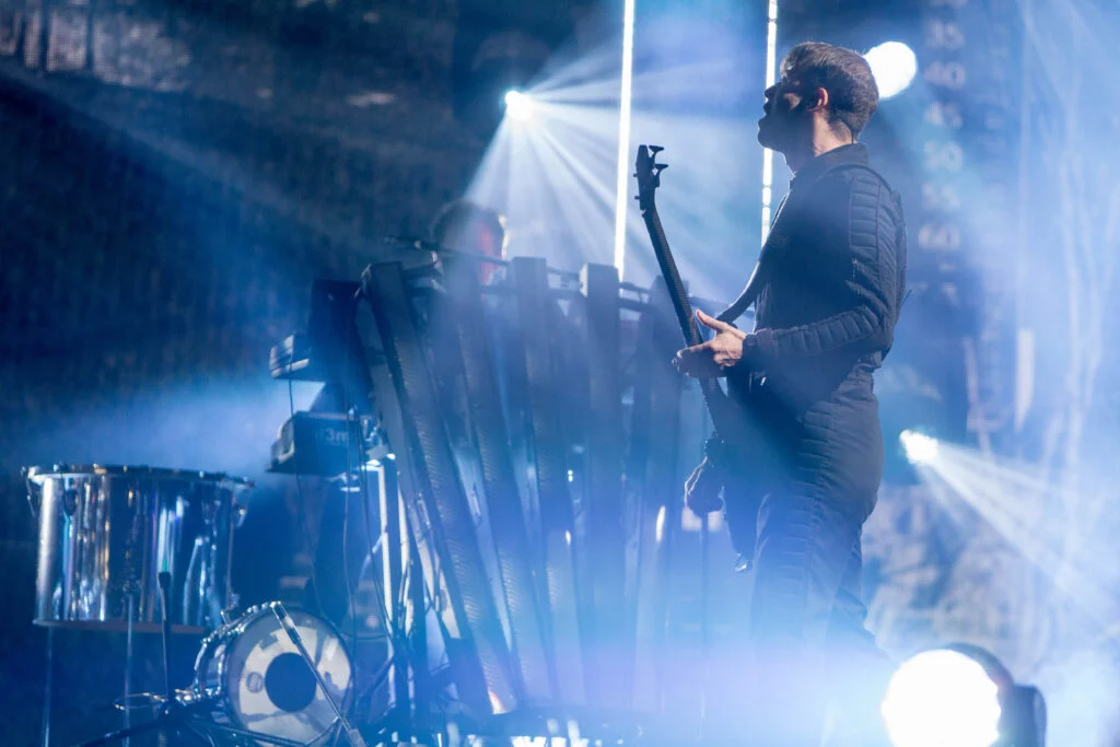 Matt Bellamy and Muse's stage production through the smoke, Radio 1 Big Weekend Norwich 2015