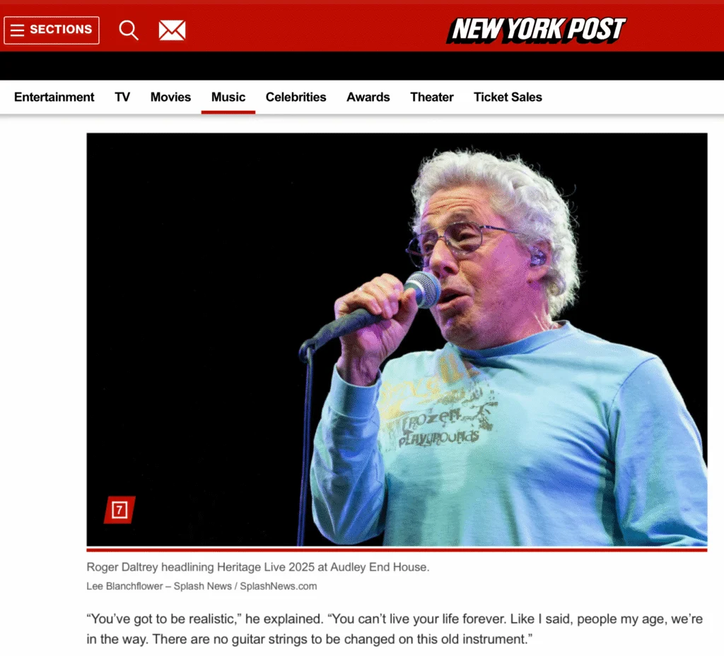 Blanc Creative Commercial Photography Norwich Music Photographer Earnings. Roger Daltry in concert shot be Lee Blanchflower, Norfolk Music Photographer.