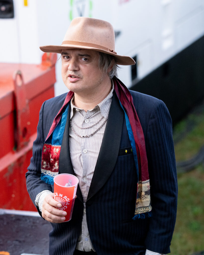 Pete Doherty backstage before his performance with Babyshambles at Rock n Roll Circus in Norwich in August 2026 - Blanc Creative Concert Photohgraphy